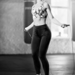 Girl jumping with a skipping rope